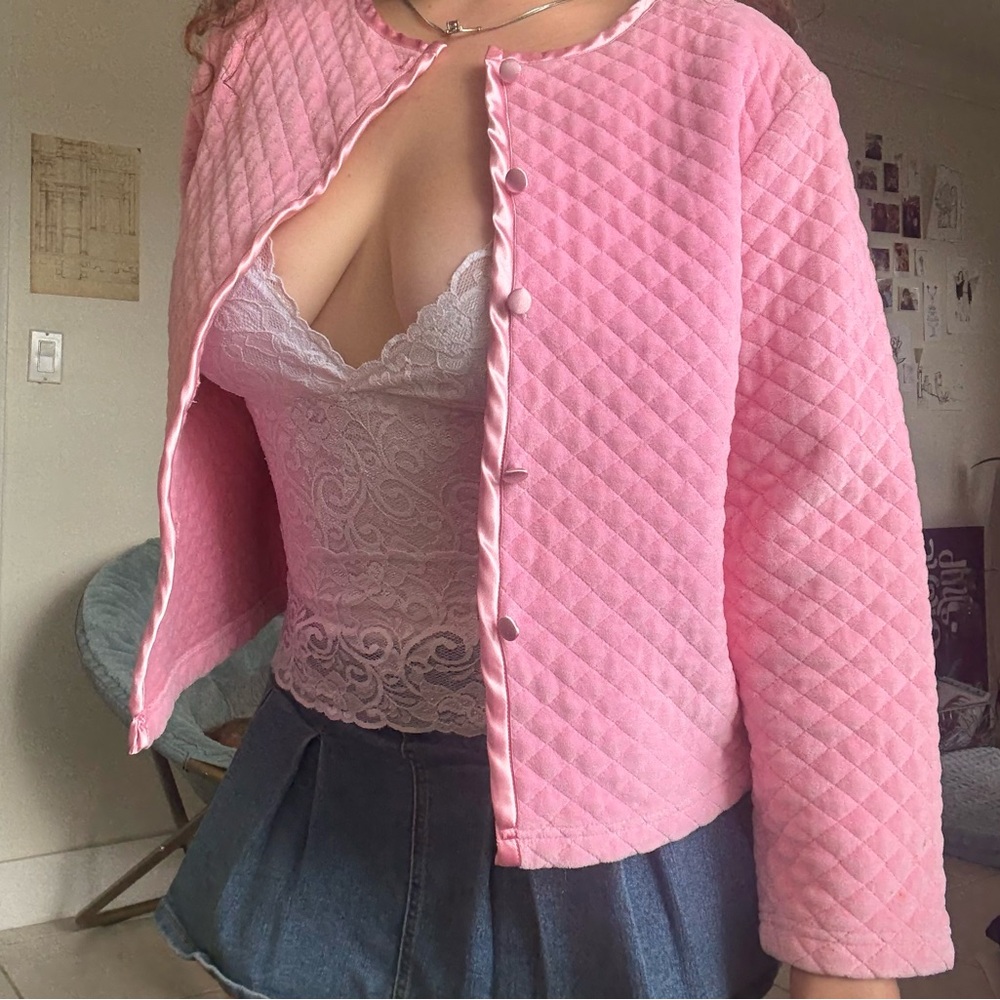 Women's Pink Quilted Puffer Jacket